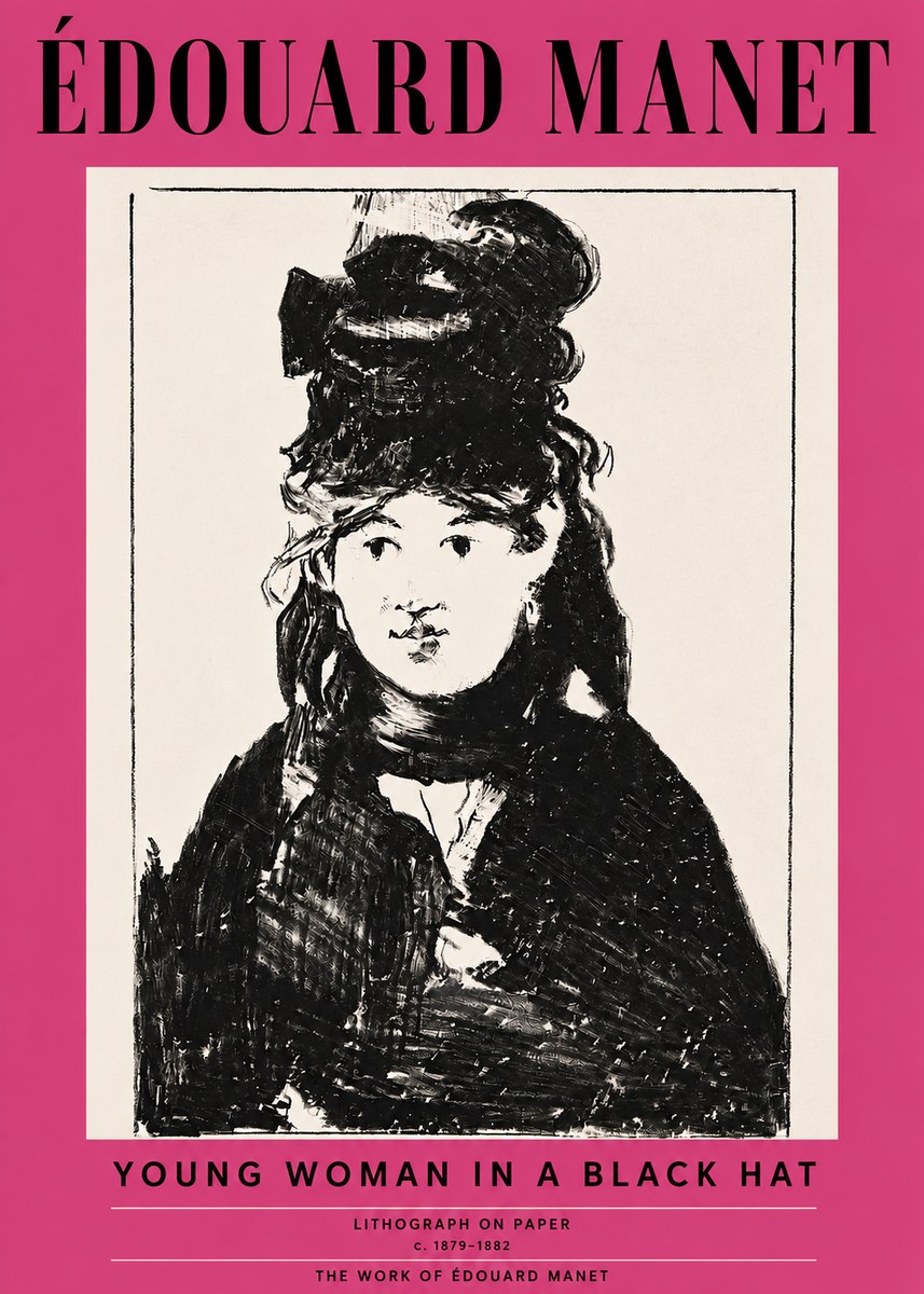 Édouard Manet Young Woman in a Black Hat II No3 - Poszter