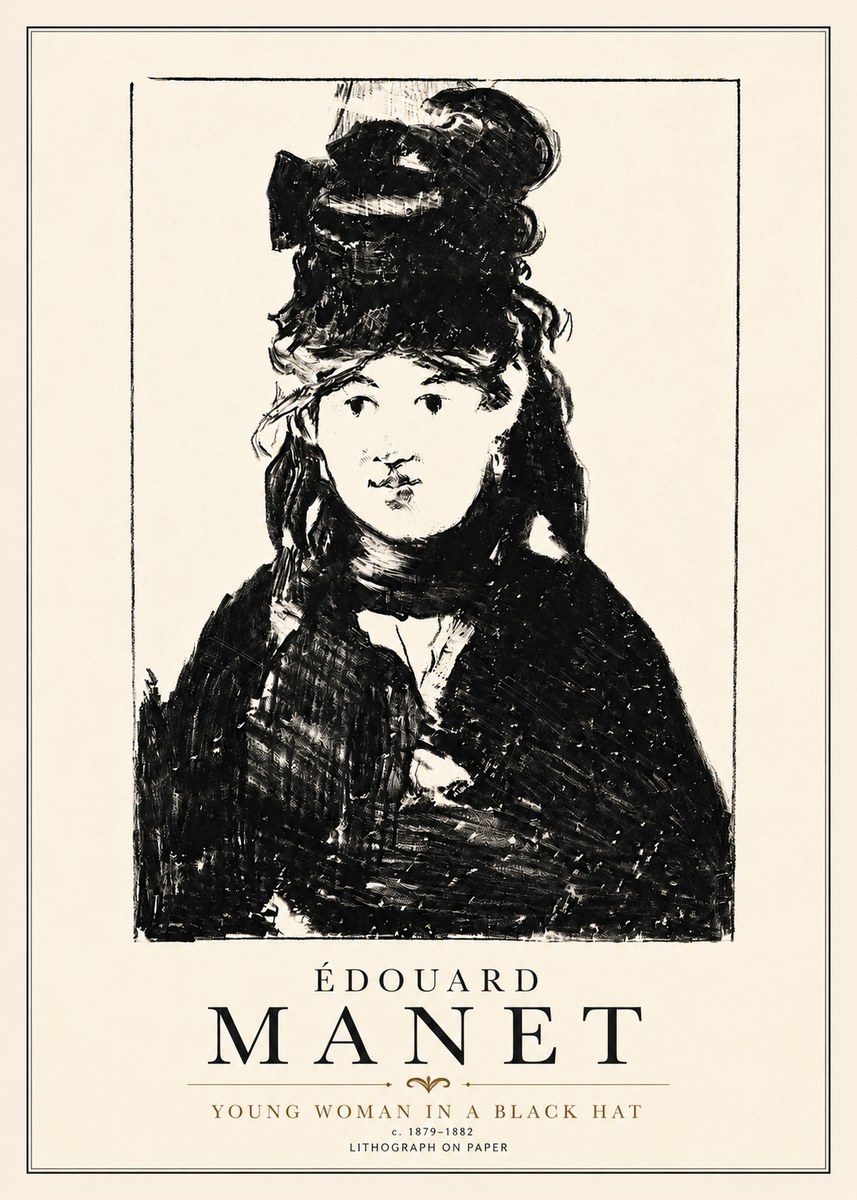 Édouard Manet Young Woman in a Black Hat II No4 - Poszter