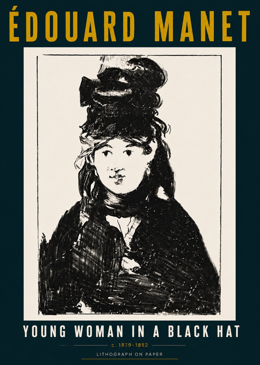 Édouard Manet Young Woman in a Black Hat II No5 - Poszter