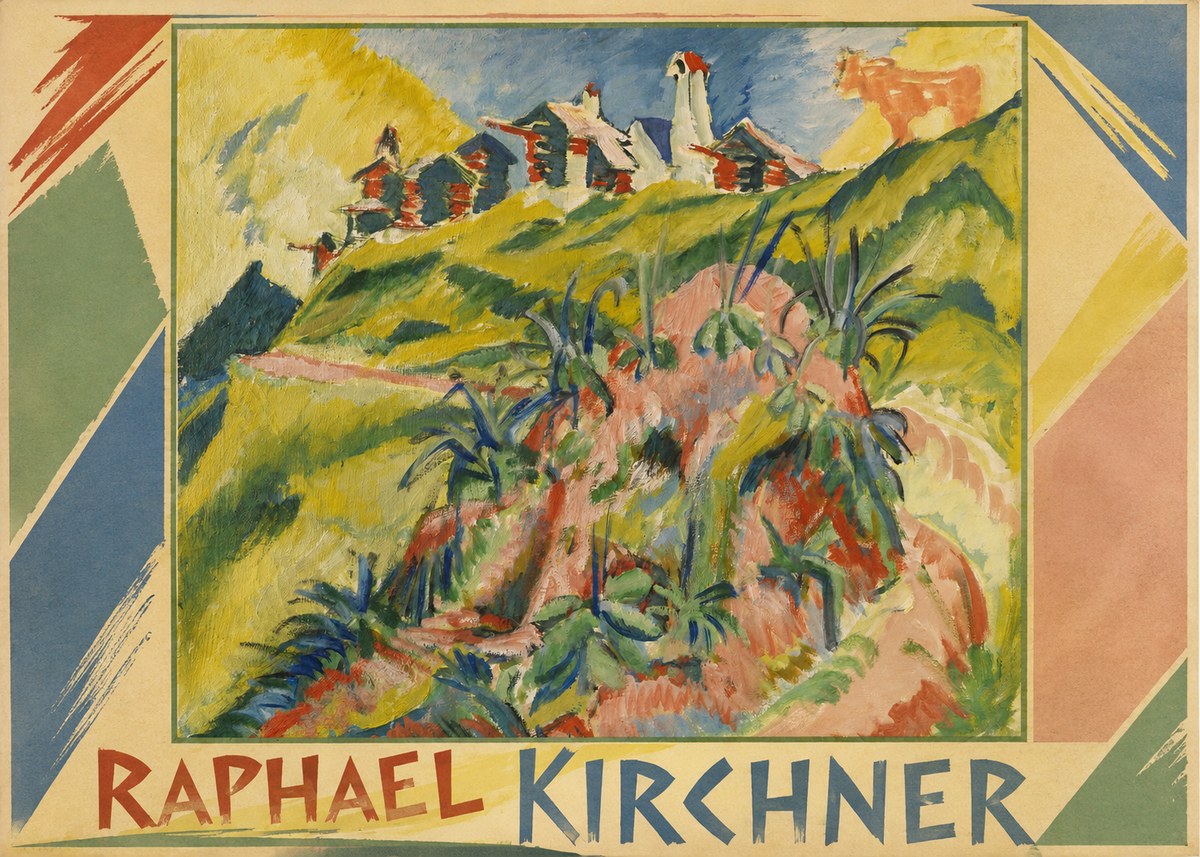 Raphael Kirchner Hillside Dwellings with Alpine Cow No1 - Poszter