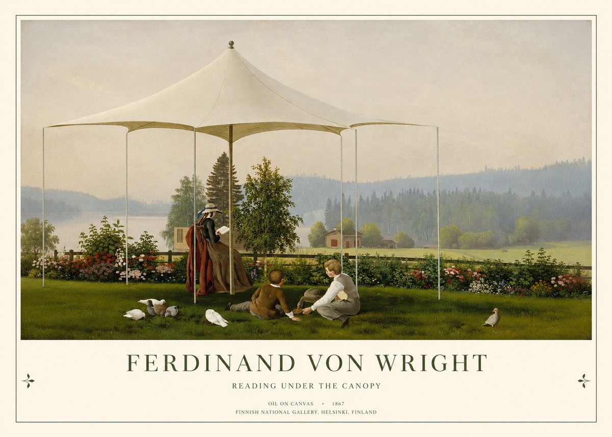 Ferdinand von Wright Reading Under the Canopy No1 - Poszter