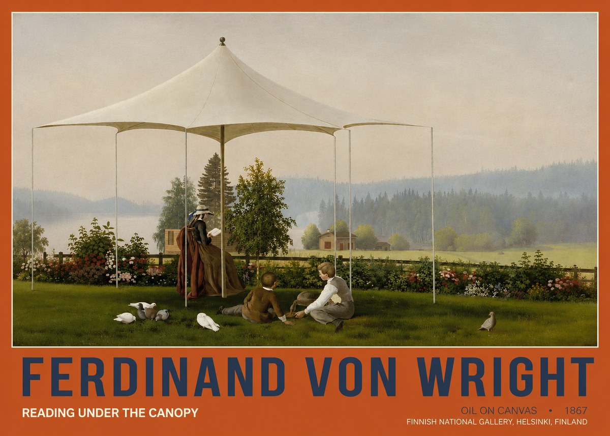 Ferdinand von Wright Reading Under the Canopy No2 - Poszter