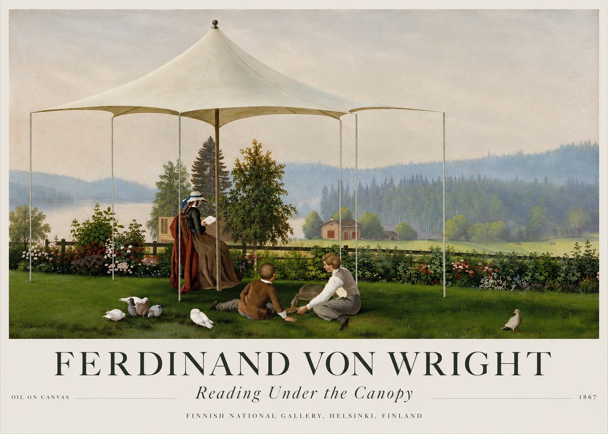 Ferdinand von Wright Reading Under the Canopy No4 - Poszter