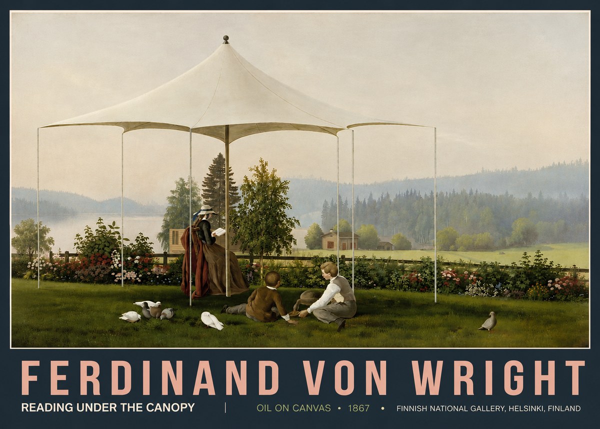 Ferdinand von Wright Reading Under the Canopy No5 - Poszter