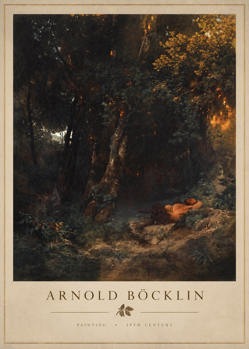 Arnold Böcklin A Faun Asleep No4 - Poszter
