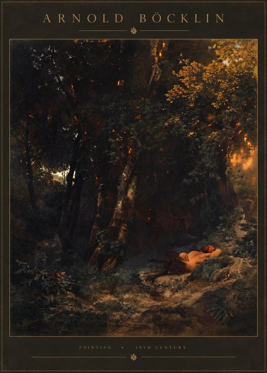 Arnold Böcklin A Faun Asleep No5 - Poszter