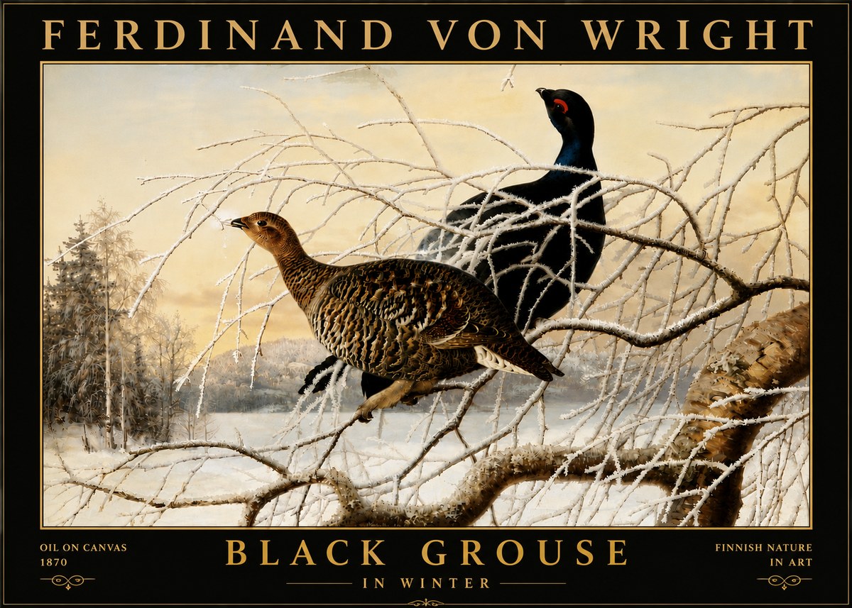 Ferdinand von Wright Black Grouse in Winter No6 - Poszter