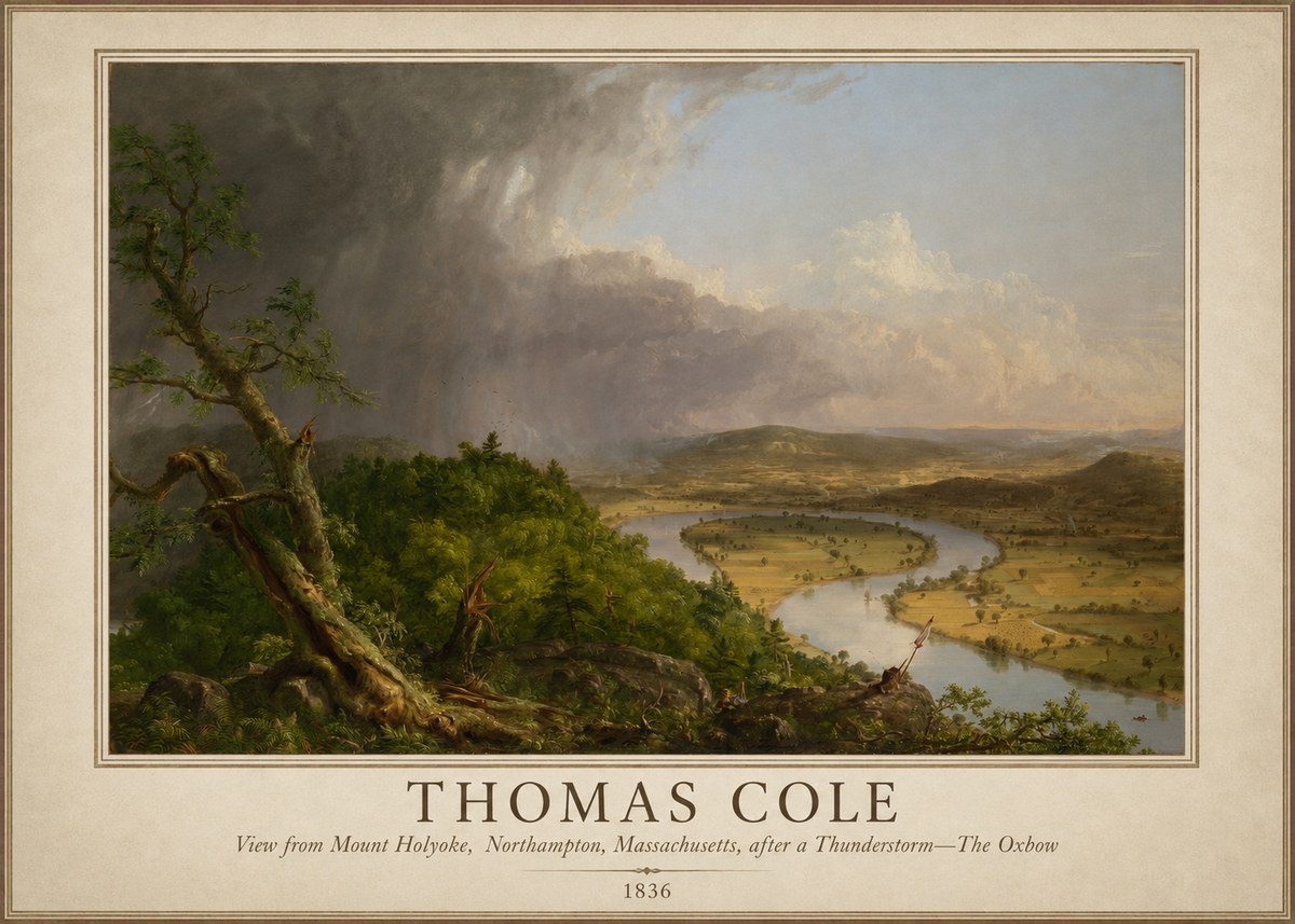 Thomas Cole View from Mount Holyoke, Northampton, Massachusetts, After a Thunderstorm—the Oxbow II No1 - Poszter