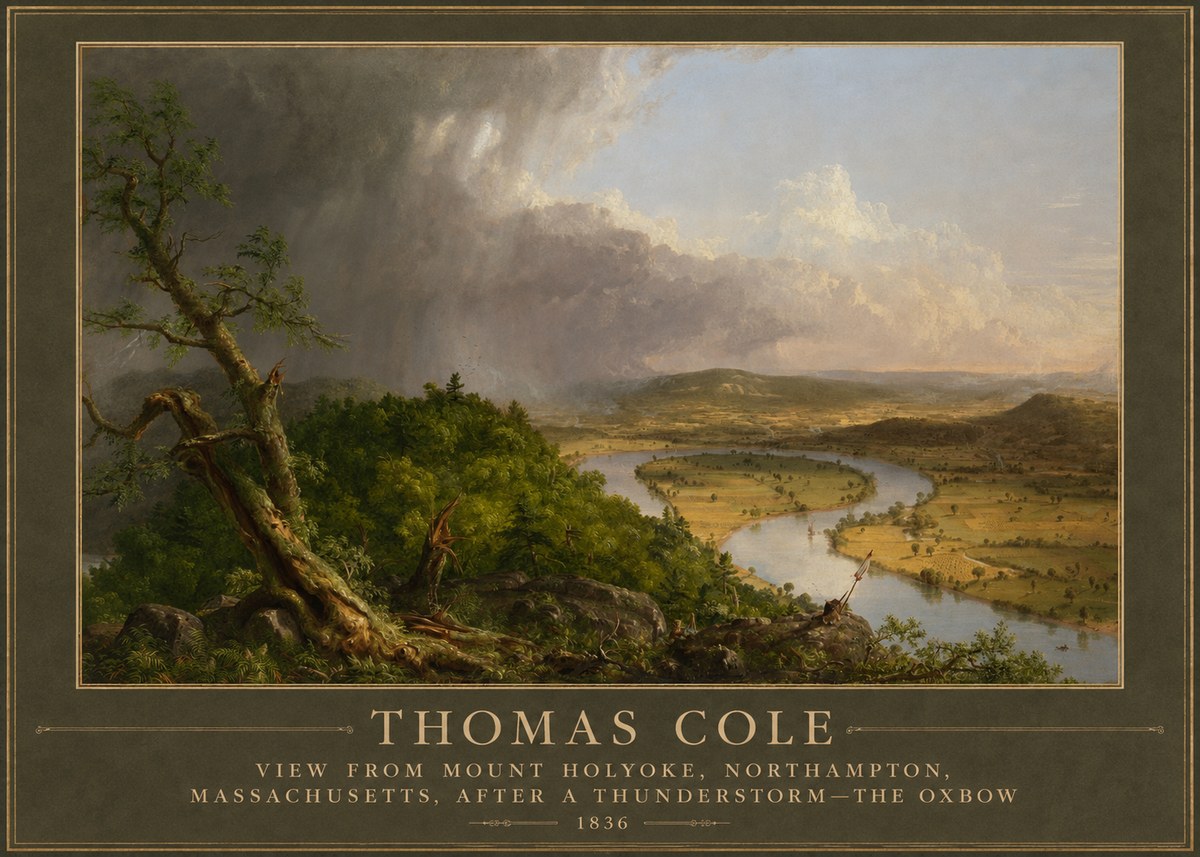 Thomas Cole View from Mount Holyoke, Northampton, Massachusetts, After a Thunderstorm—the Oxbow II No5 - Poszter