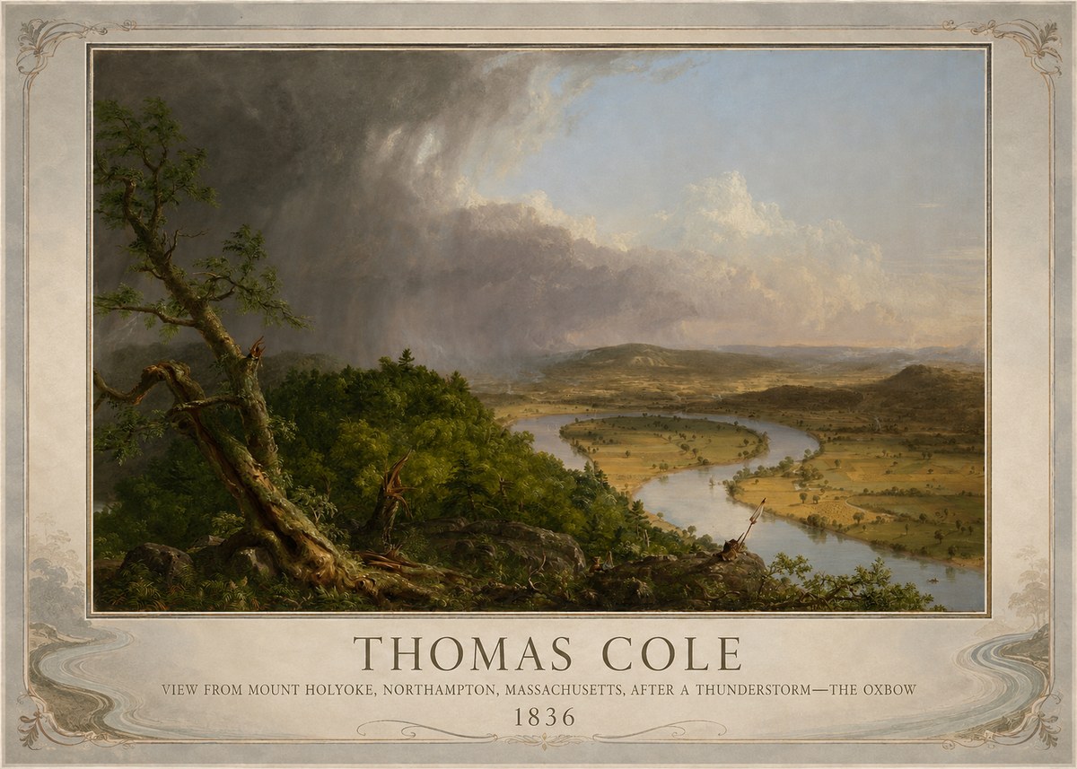 Thomas Cole View from Mount Holyoke, Northampton, Massachusetts, After a Thunderstorm—the Oxbow II No6 - Poszter