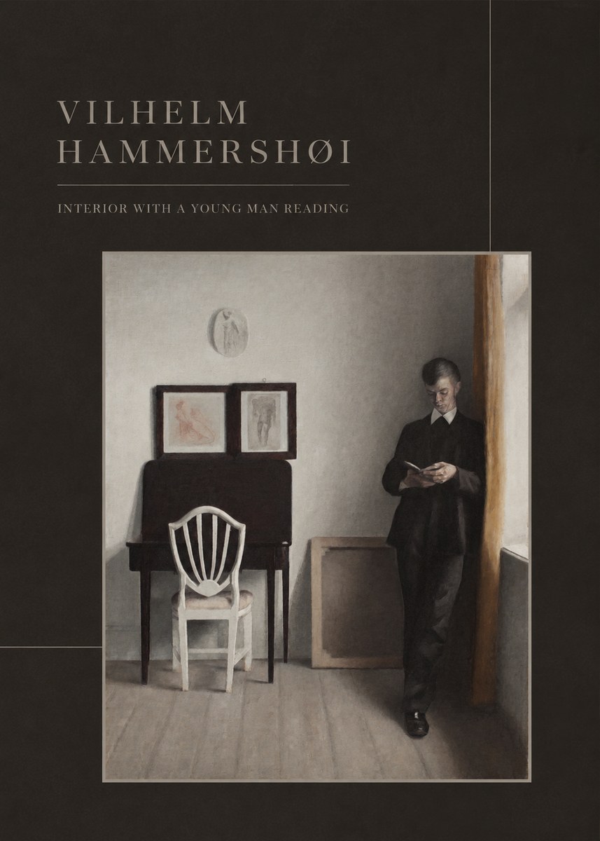 Vilhelm Hammershøi Interior with a Young Man Reading No3 - Poszter