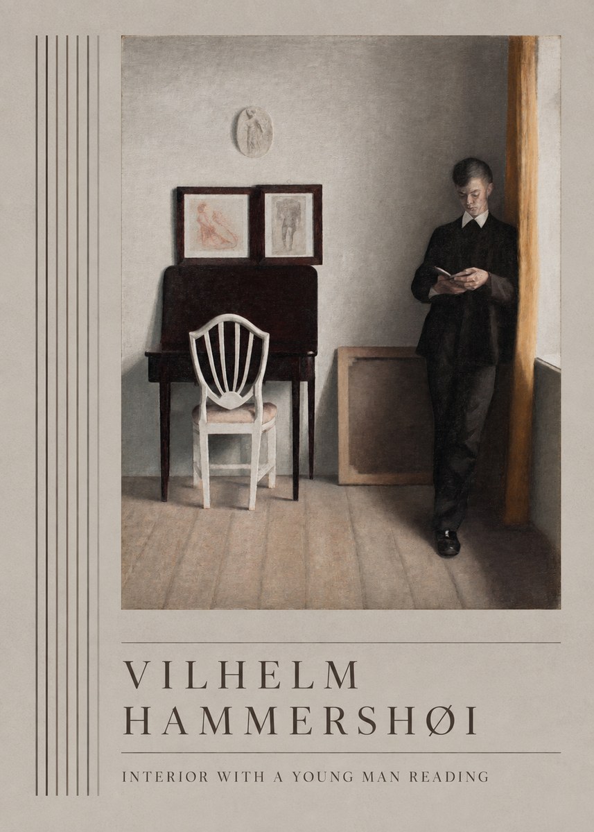 Vilhelm Hammershøi Interior with a Young Man Reading No5 - Poszter