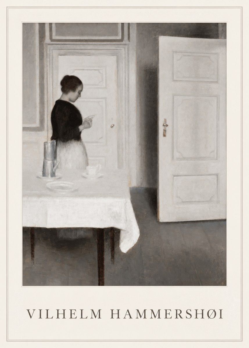 Vilhelm Hammershøi Interior with a Woman Reading a Letter No1 - Poszter