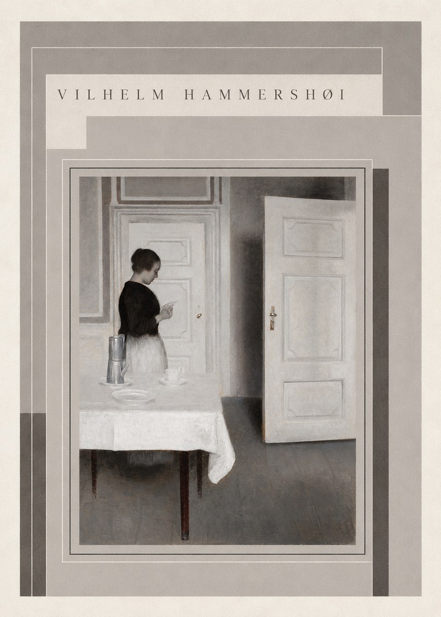 Vilhelm Hammershøi Interior with a Woman Reading a Letter No3 - Poszter