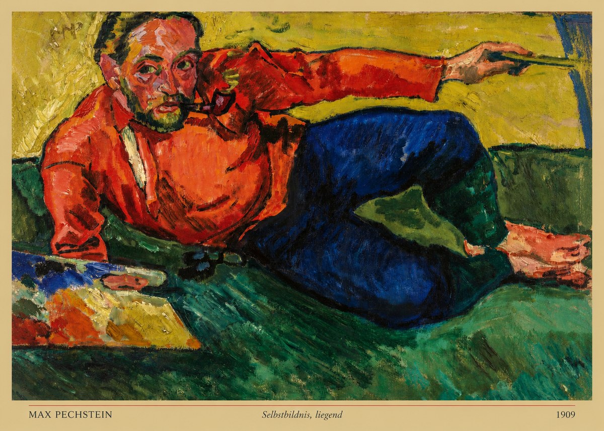 Max Pechstein Selbstbildnis, Liegend No4 - Poszter