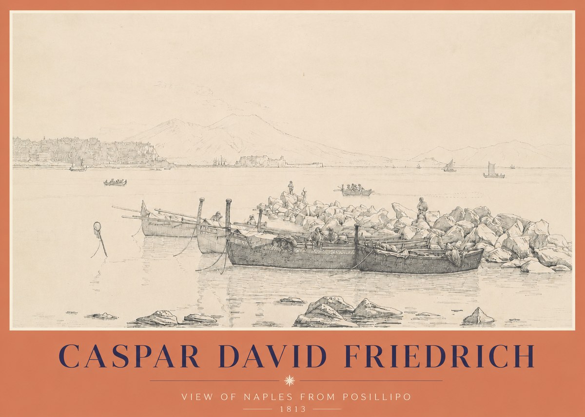 Caspar David Friedrich View of Naples from Posillipo No2 - Poszter