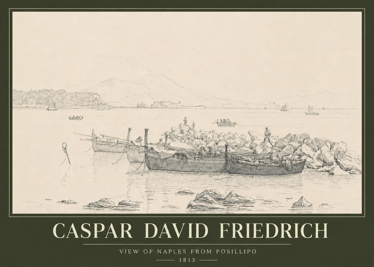Caspar David Friedrich View of Naples from Posillipo No3 - Poszter