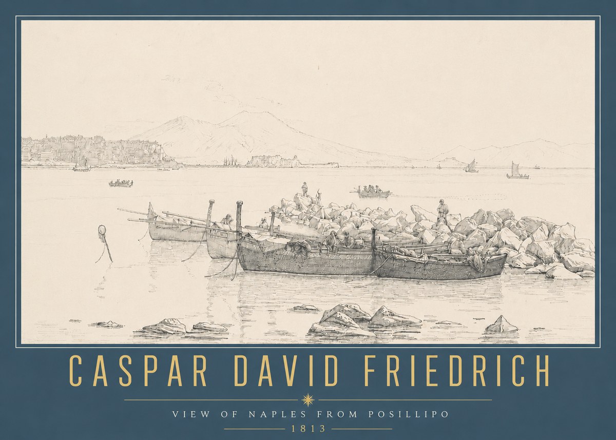 Caspar David Friedrich View of Naples from Posillipo No4 - Poszter
