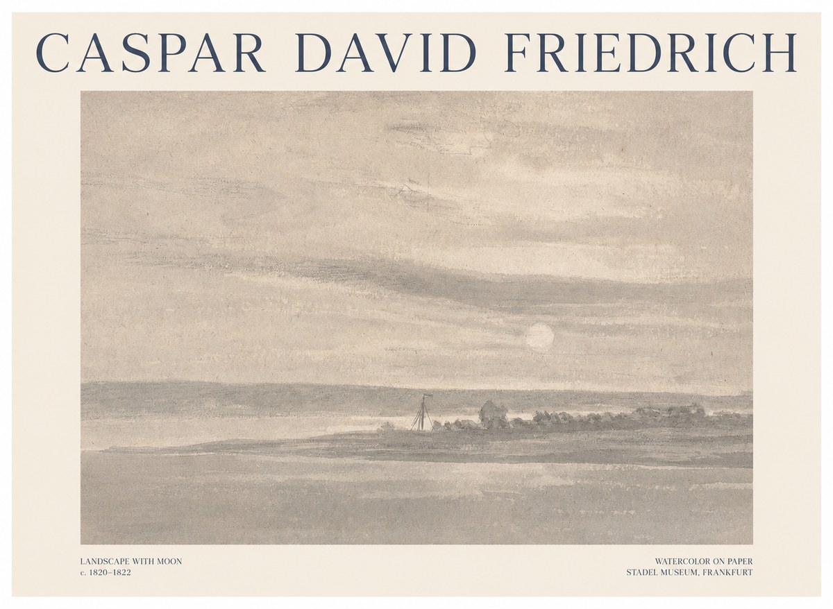Caspar David Friedrich Landscape with Moon No1 - Poszter