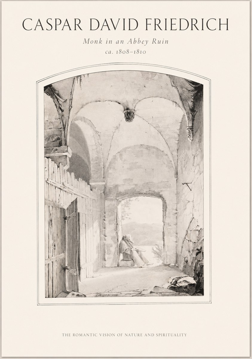 Caspar David Friedrich Monk in an Abbey Ruin No1 - Poszter