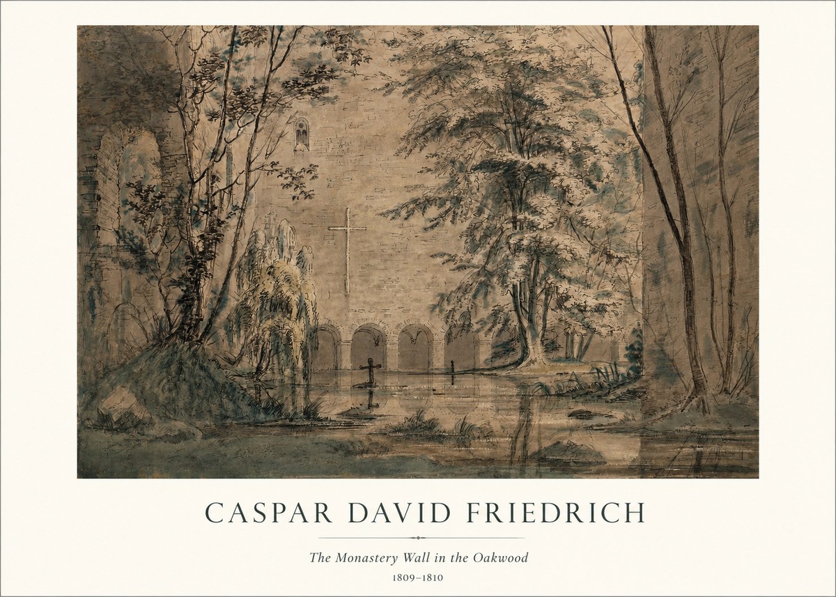 Caspar David Friedrich The Monastery Wall in the Oakwood No1 - Poszter