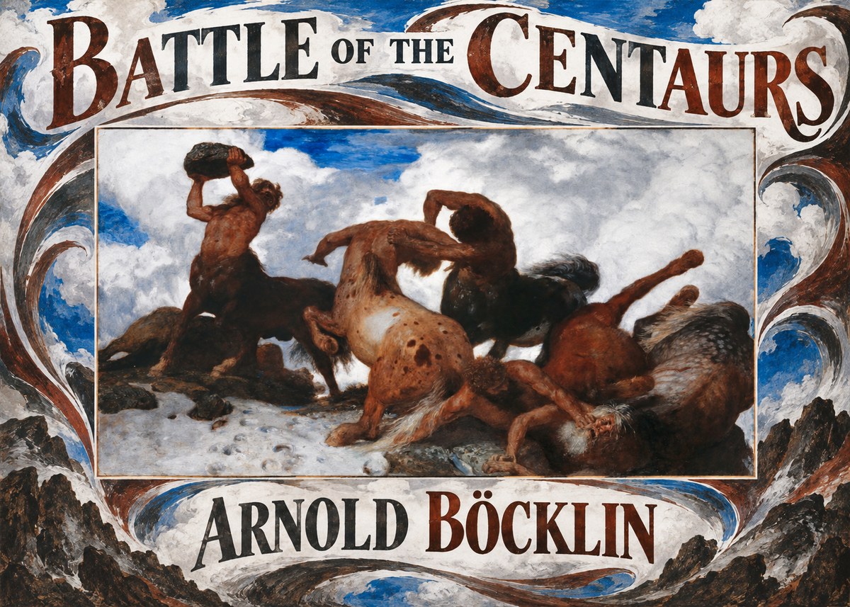 Arnold Böcklin Battle of the Centaurs No5 - Poszter