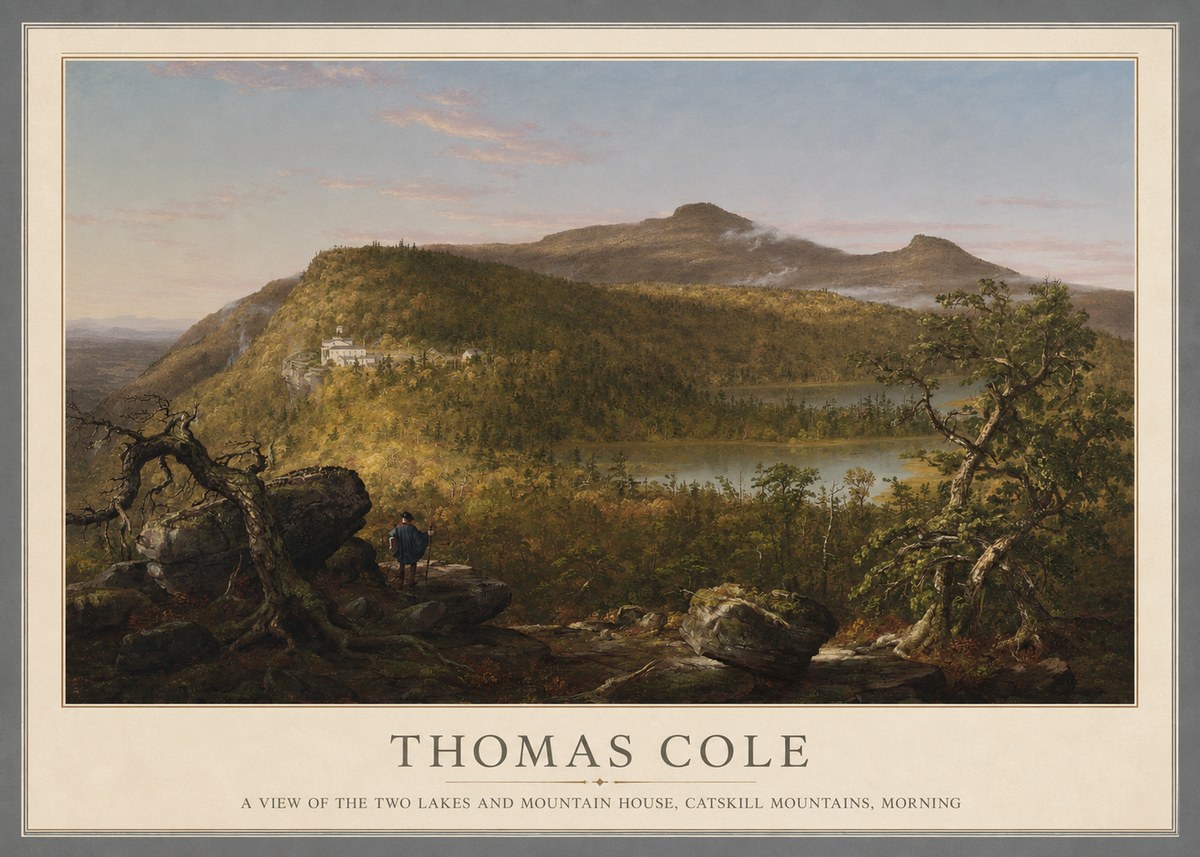 Thomas Cole A View of the Two Lakes and Mountain House, Catskill Mountains, Morning No1 - Poszter
