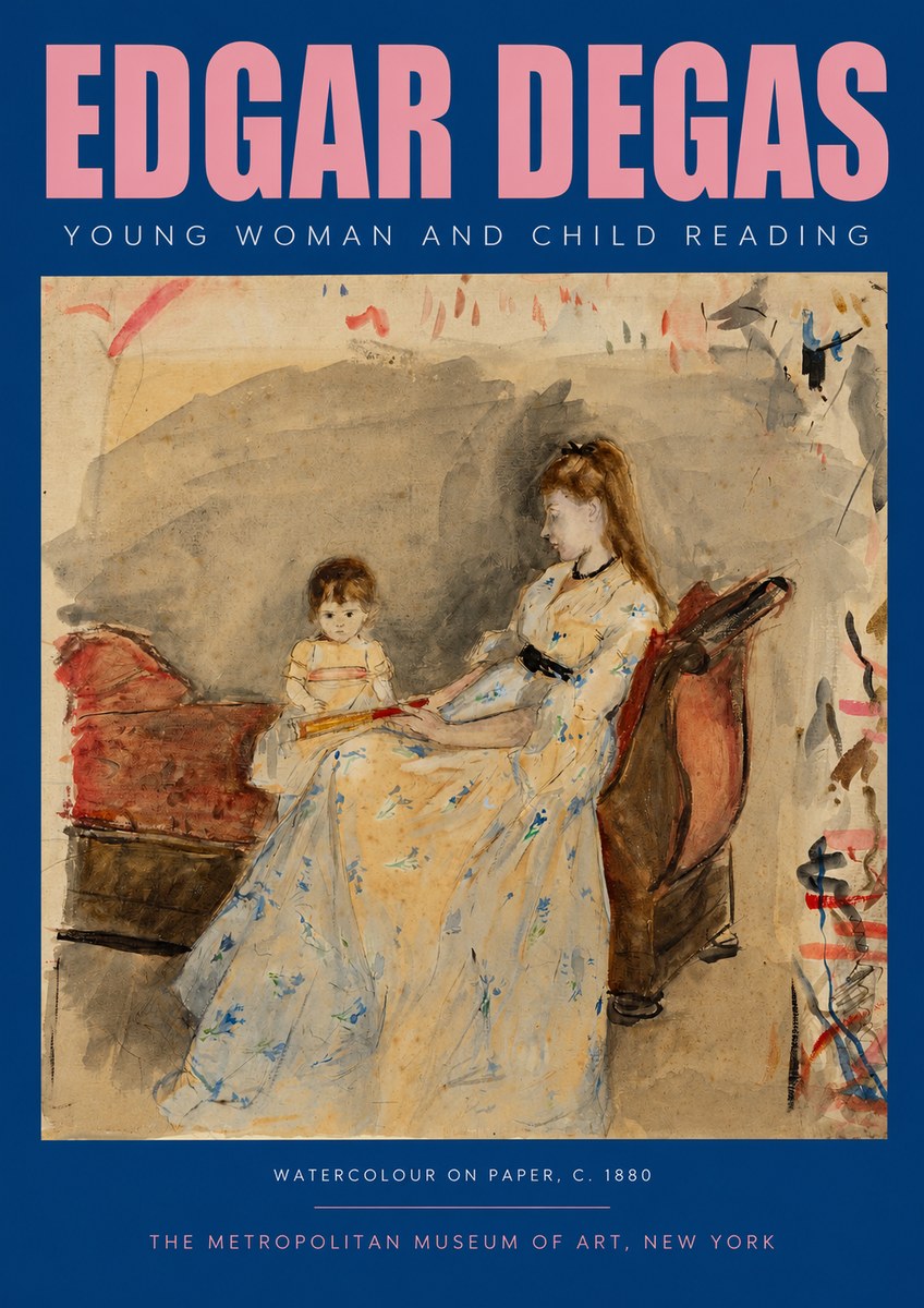 Edgar Degas Young Woman and Child Reading No2 - Poszter