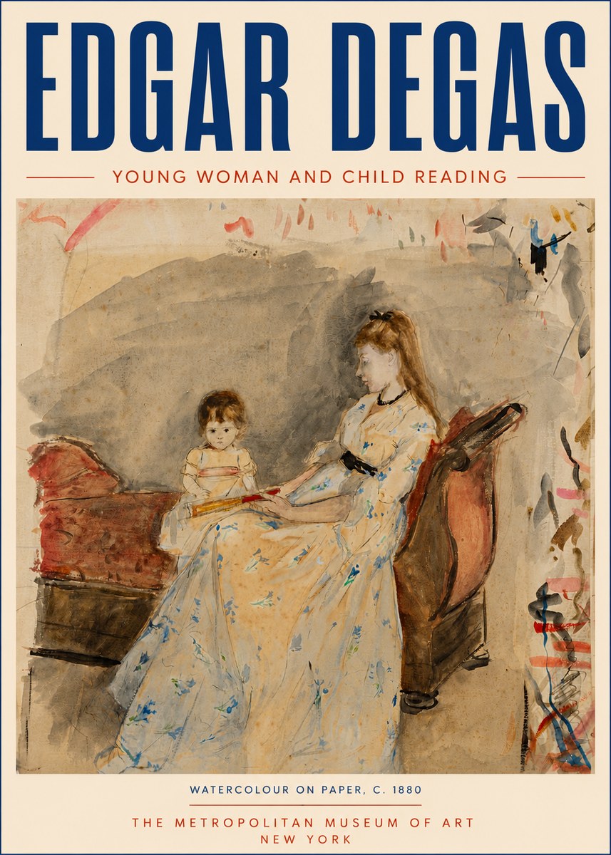 Edgar Degas Young Woman and Child Reading No6 - Poszter