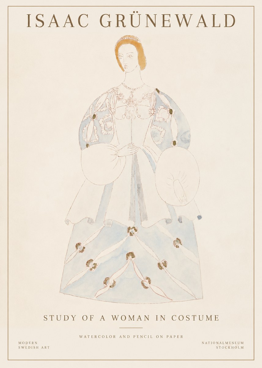 Isaac Grünewald Study of a Woman in Costume No1 - Poszter