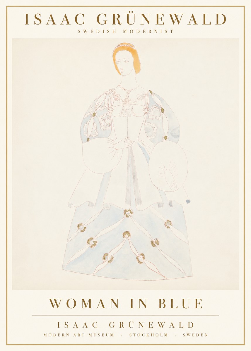 Isaac Grünewald Study of a Woman in Costume No3 - Poszter
