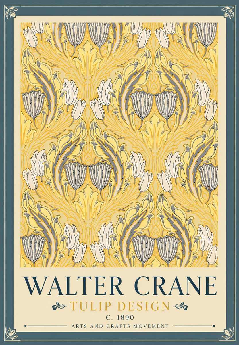 Walter Crane Tulip Design II No6 - Poszter