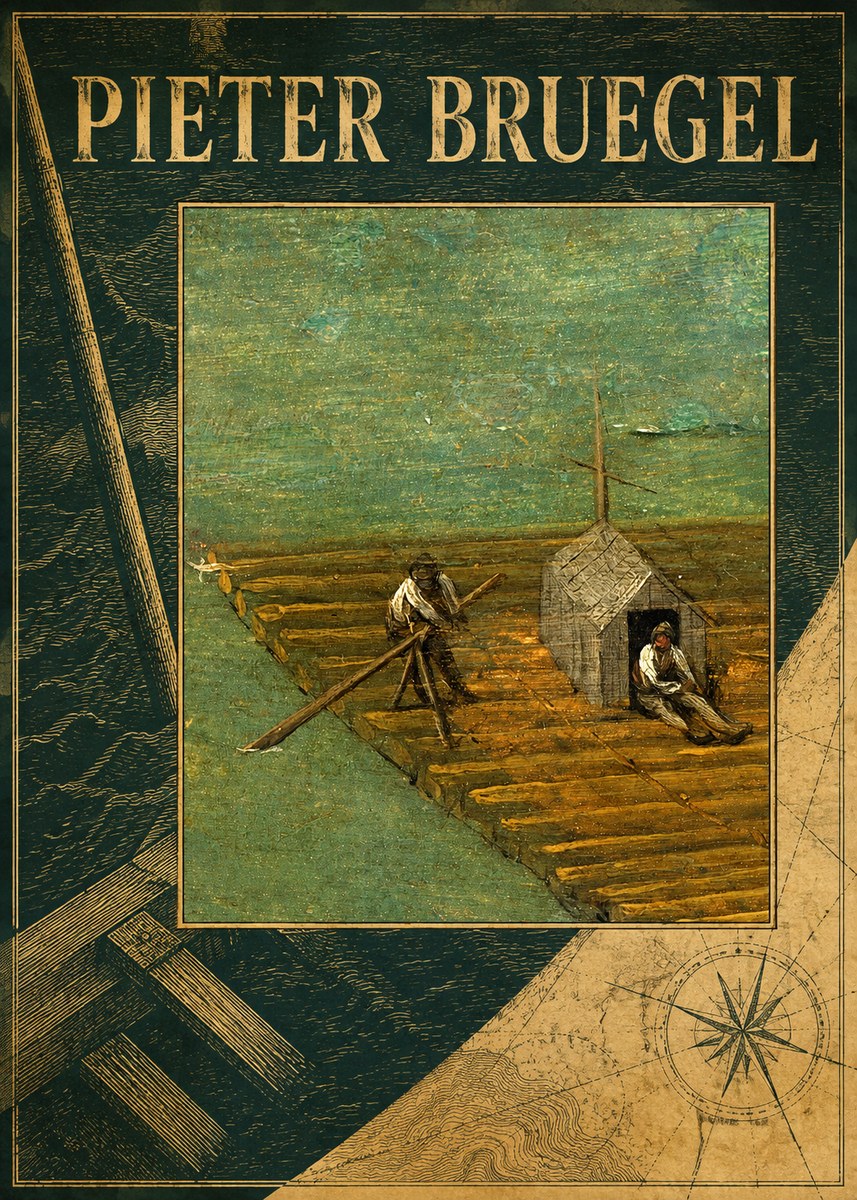 Pieter Bruegel Two Men on a Raft No4 - Poszter
