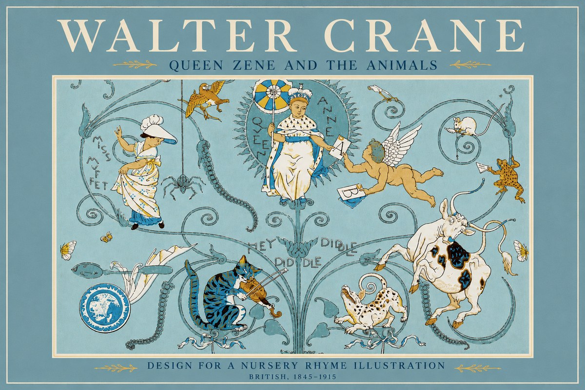 Walter Crane Queen Zene and the Animals No2 - Poszter