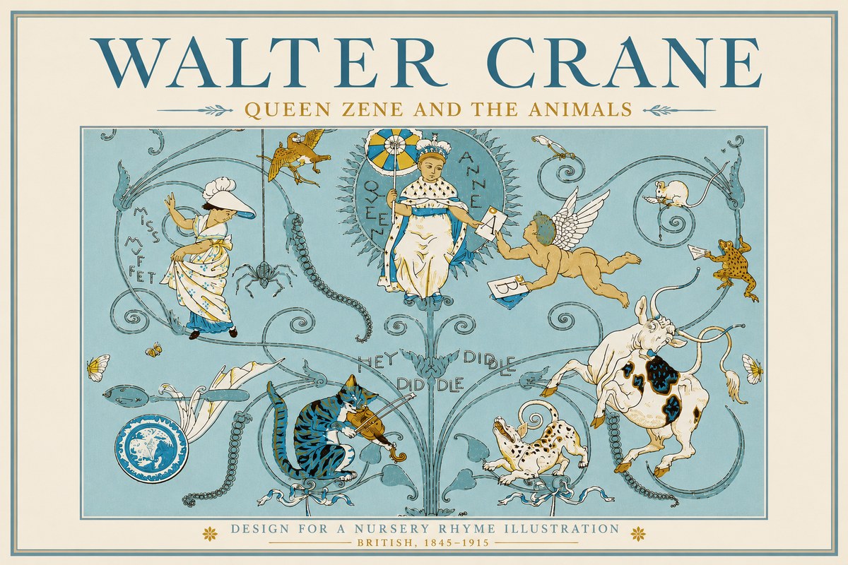 Walter Crane Queen Zene and the Animals No3 - Poszter