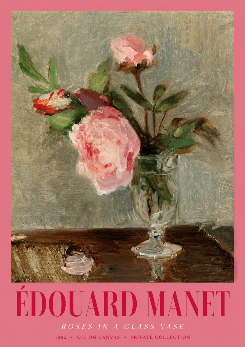 Édouard Manet Roses in a Glass Vase No2 - Poszter