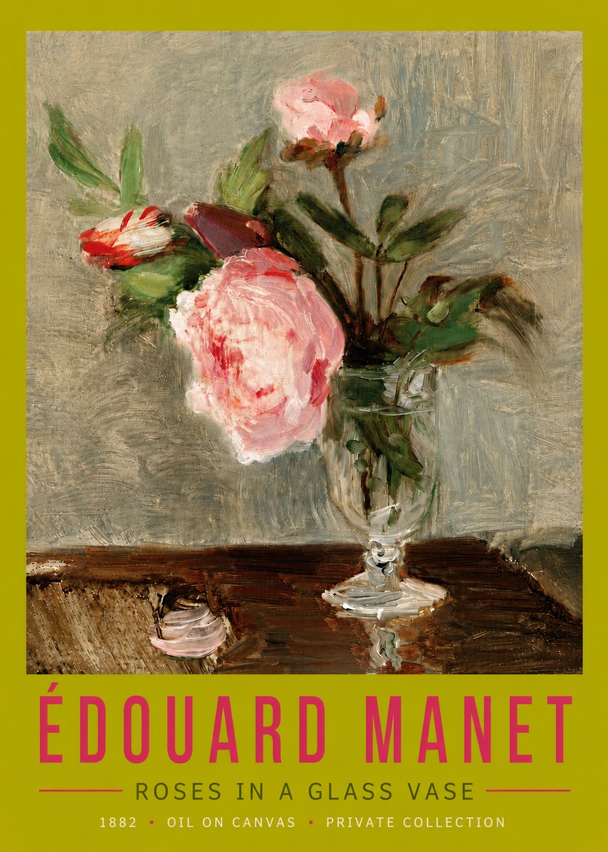 Édouard Manet Roses in a Glass Vase No5 - Poszter