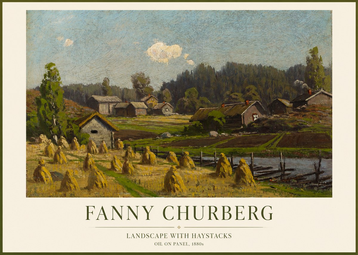 Fanny Churberg Landscape with Haystacks No1 - Poszter