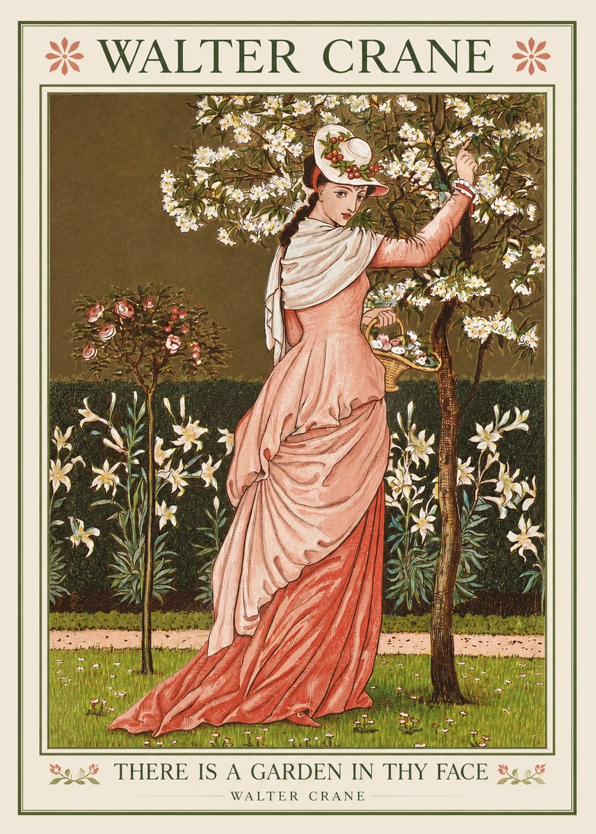 Walter Crane There Is a Garden in Thy Face II No1 - Poszter