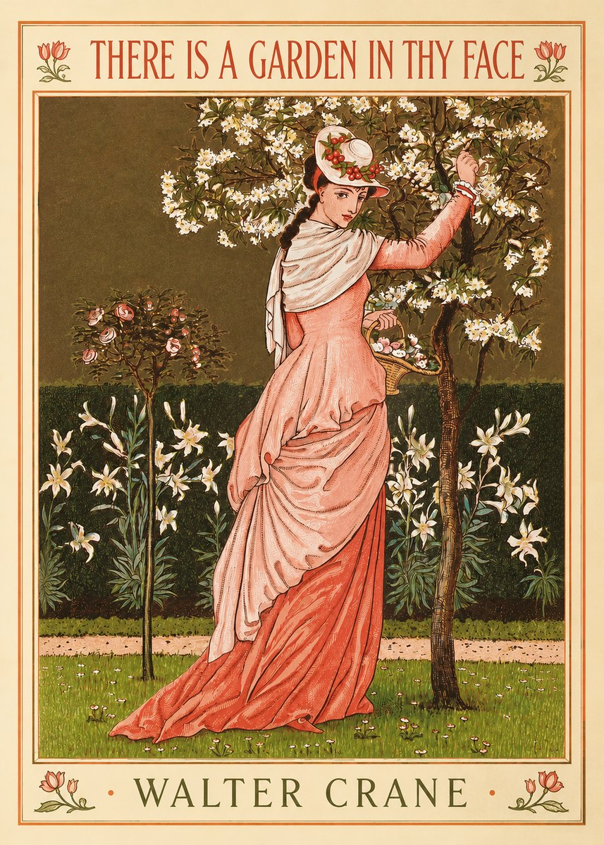 Walter Crane There Is a Garden in Thy Face II No2 - Poszter