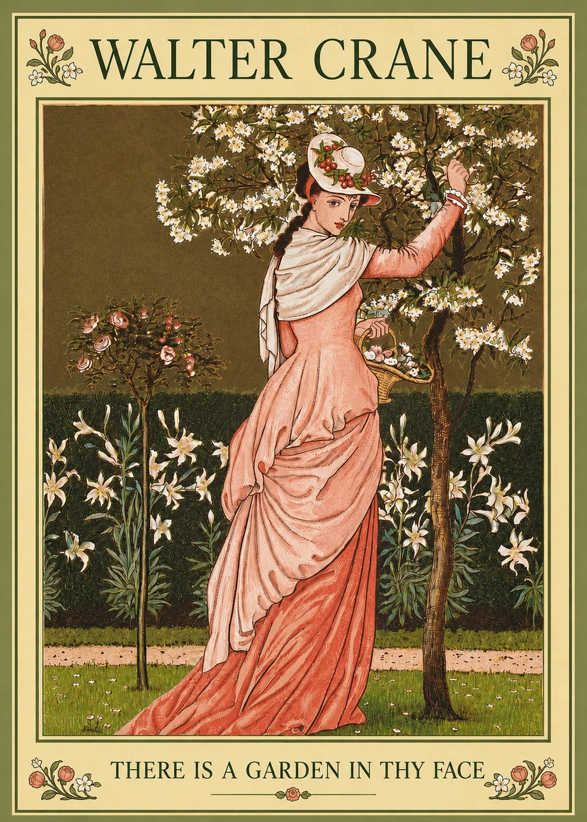 Walter Crane There Is a Garden in Thy Face II No4 - Poszter