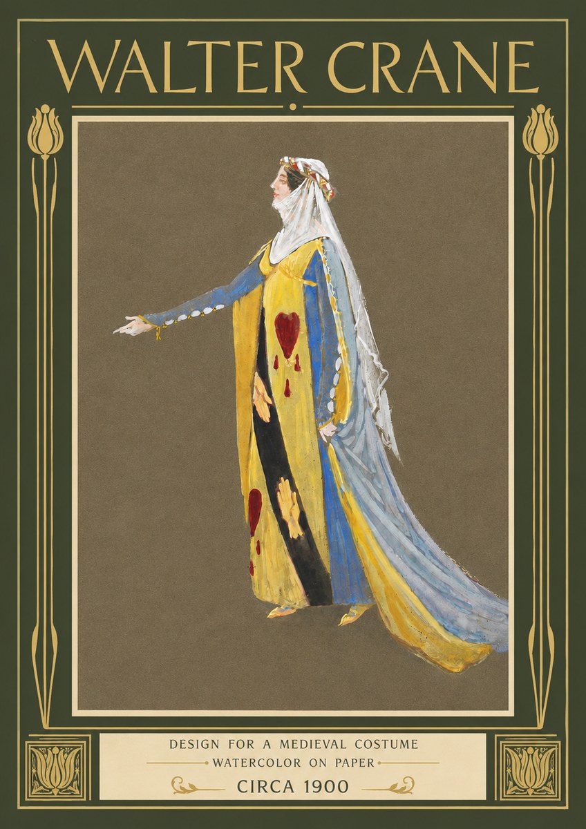 Walter Crane Design for a Medieval Costume No4 - Poszter