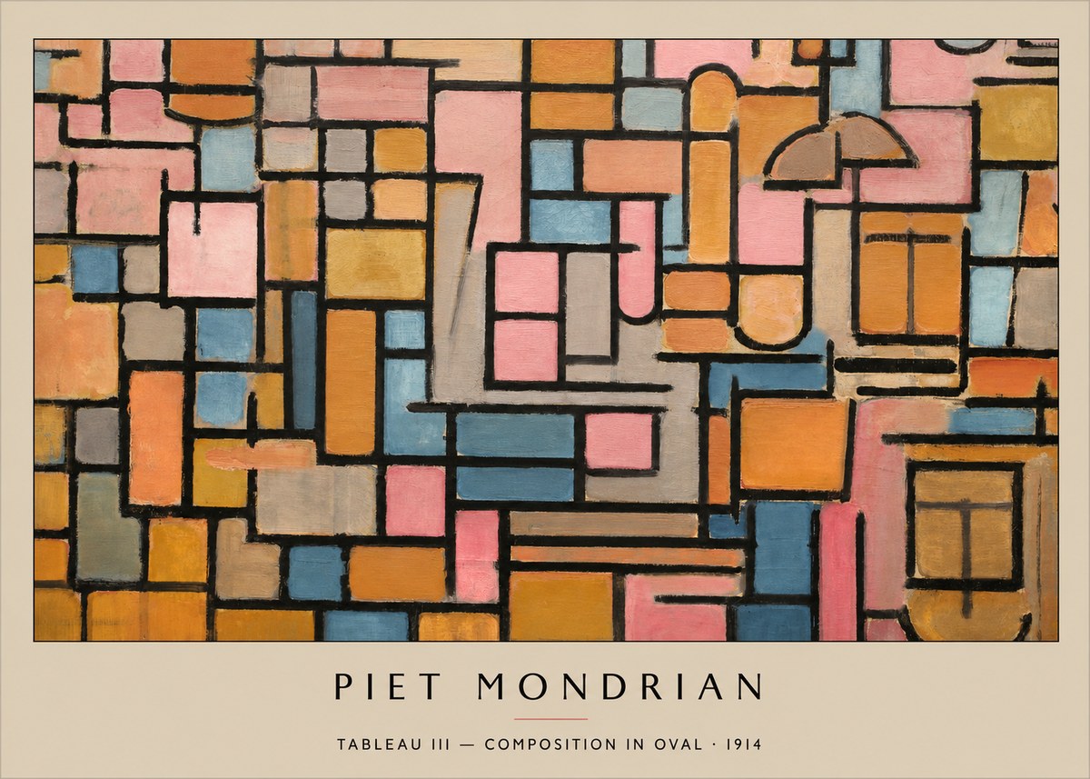 Piet Mondrian Tableau Iii — Composition in Oval No3 - Poszter