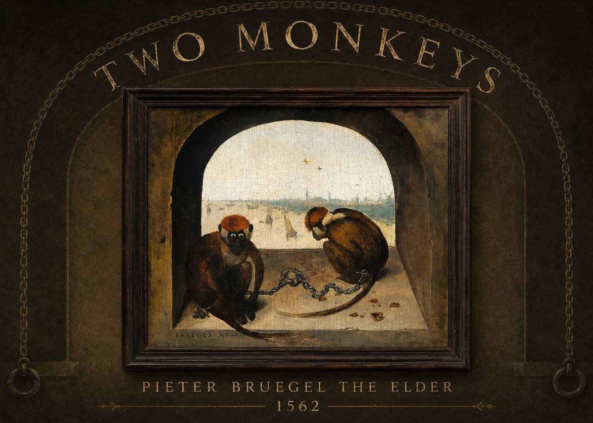 Pieter Bruegel Two Monkeys III No2 - Poszter
