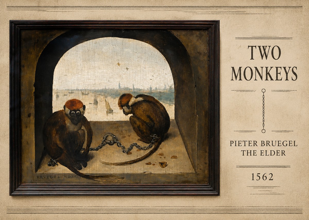 Pieter Bruegel Two Monkeys III No5 - Poszter