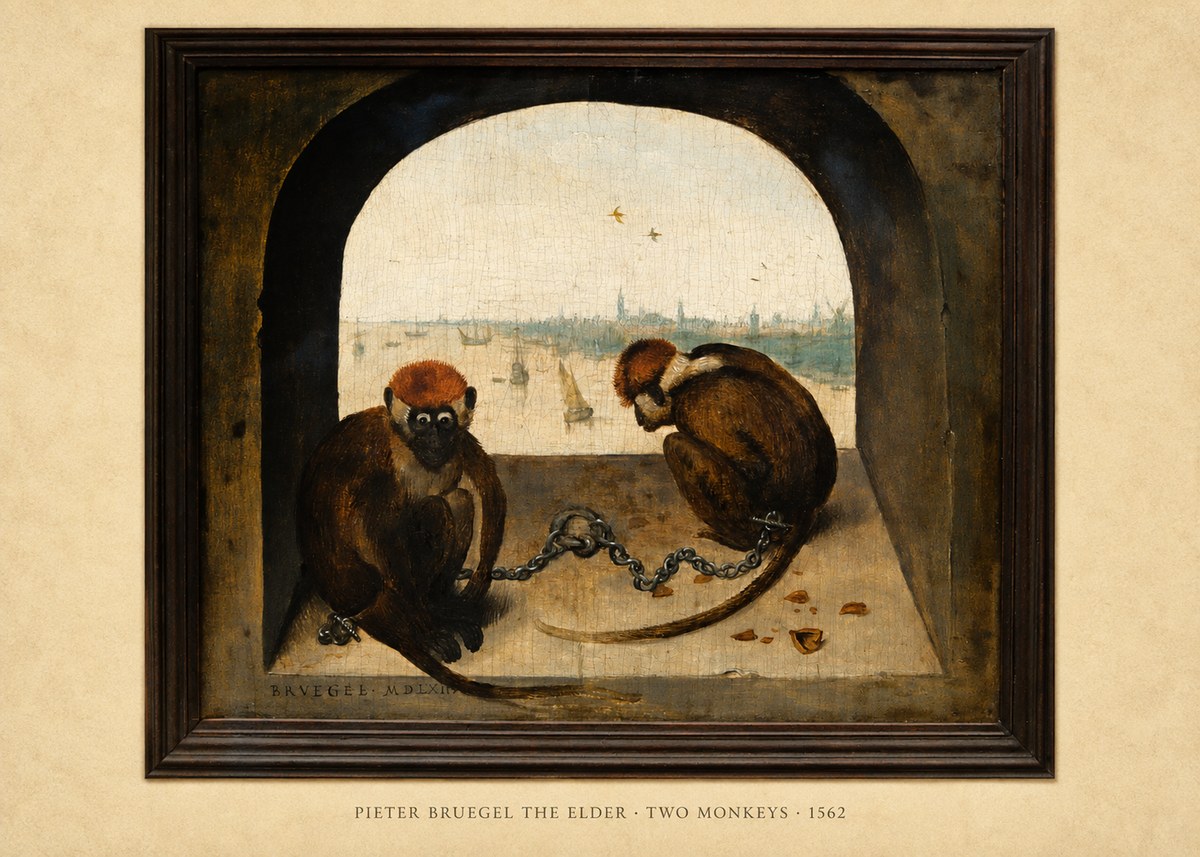 Pieter Bruegel Two Monkeys III No6 - Poszter