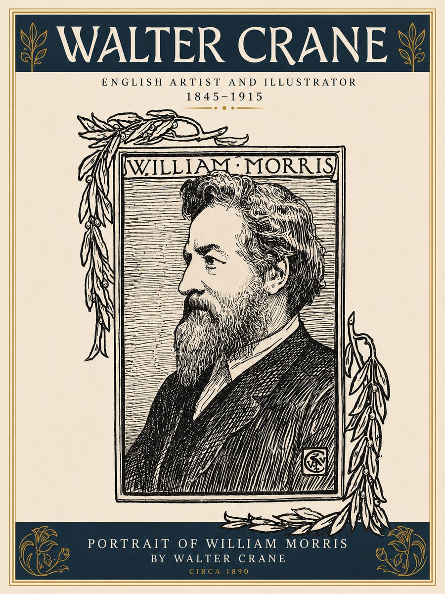 Walter Crane Portrait of William Morris No3 - Poszter
