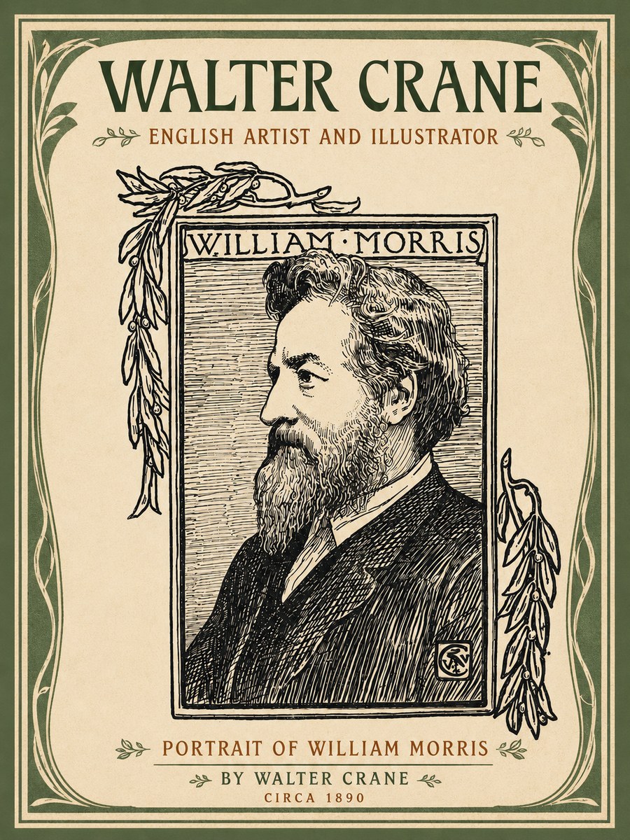 Walter Crane Portrait of William Morris No4 - Poszter