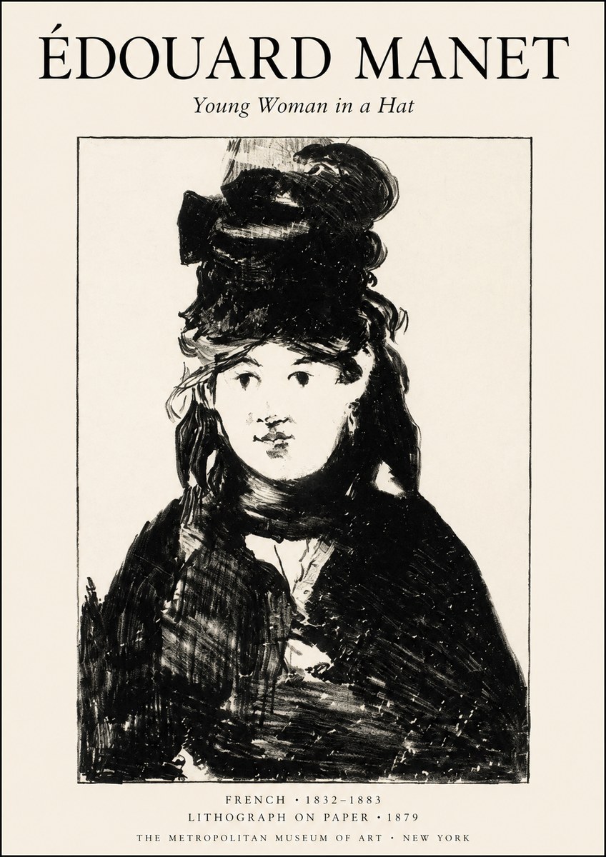 Édouard Manet Young Woman in a Hat II No1 - Poszter