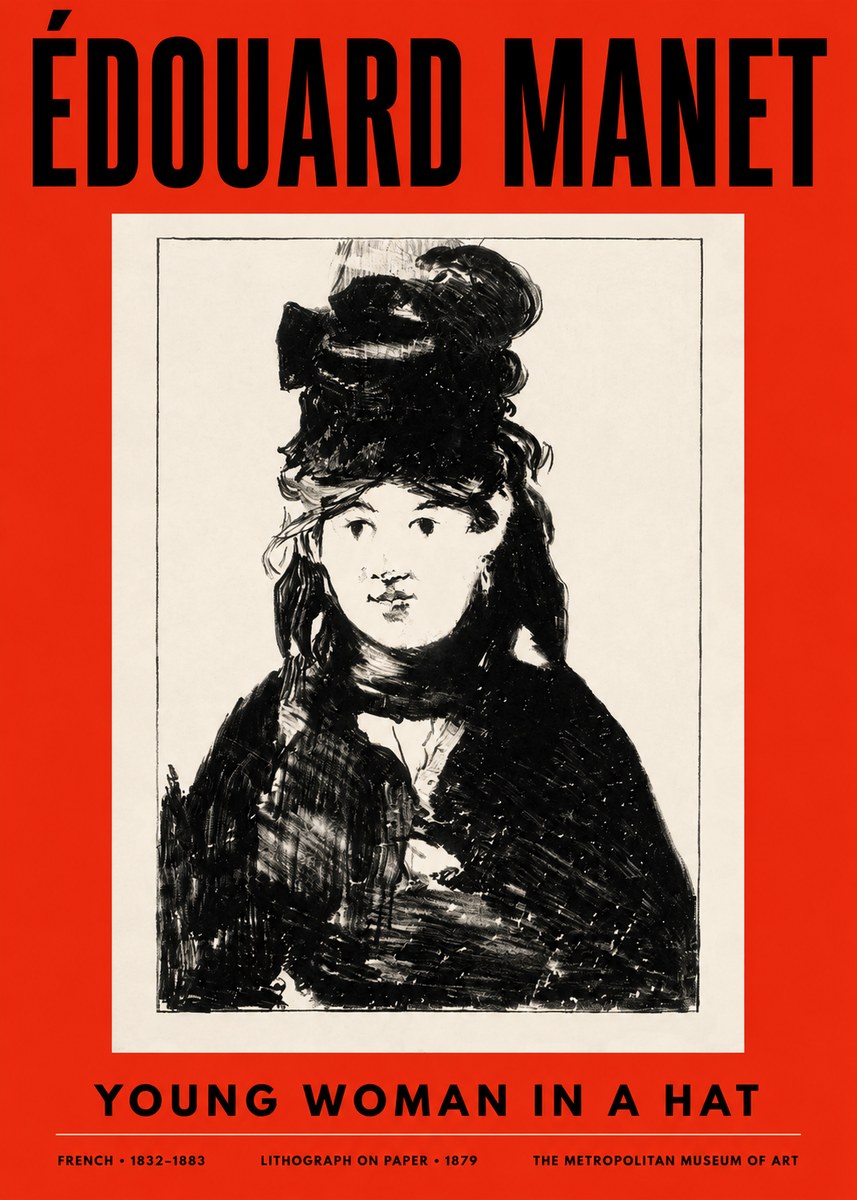 Édouard Manet Young Woman in a Hat II No2 - Poszter